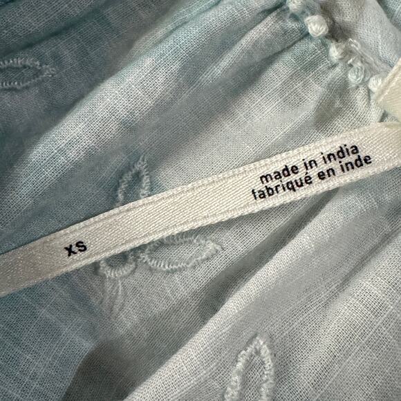 Anthropologie X-Small Top Tie-Dye Floral Embroidered Keyhole V-Neck Eyelet Lace - Picture 9 of 12